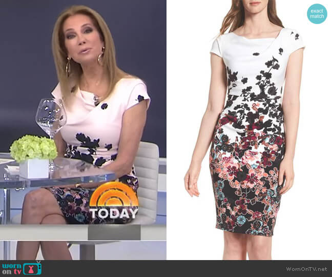 Adrianna Papell Floral Bliss Cowl Neck Sheath Dress worn by Kathie Lee Gifford on Today