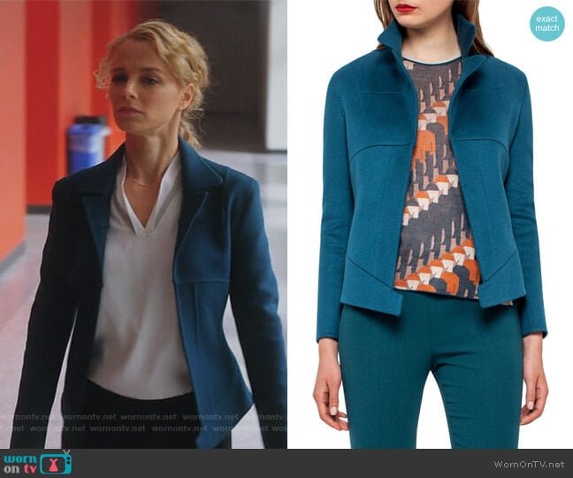 Akris Hello Seamed Cashmere Jacket worn by Lizzie Needham (Bojana Novakovic) on Instinct