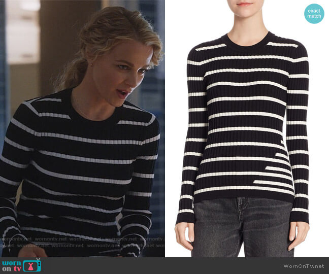 T by Alexander Wang Fitted Rib Sweater worn by Lizzie Needham (Bojana Novakovic) on Instinct