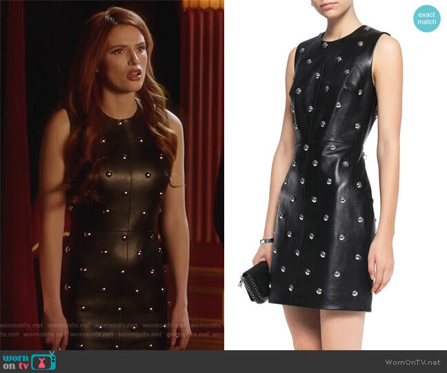 Alexander Wang Studded leather mini dress worn by Paige Townsen (Bella Thorne) on Famous in Love