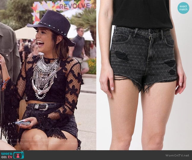 Alexander Wang Bite Net Cut Off Shorts worn by Erin Lim on E! News