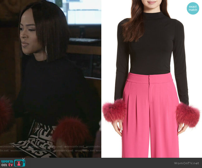 Alice + Olivia Haylen Genuine Fox Fur Cuff Top