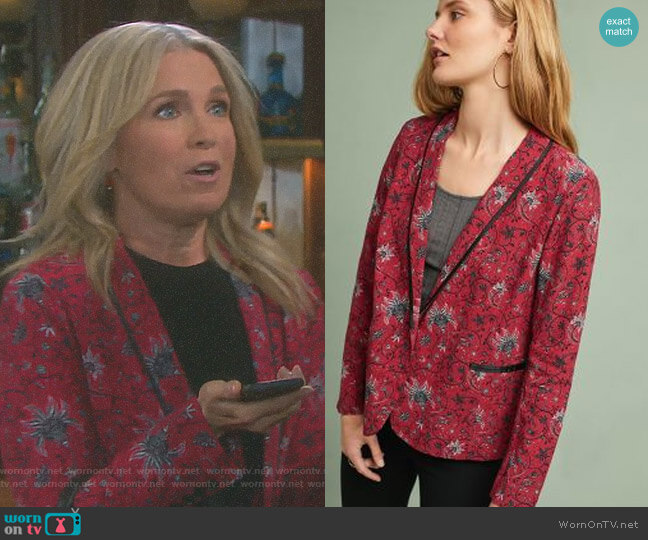 Berenice Piped Floral Blazer worn by Jennifer Horton (Melissa Reeves) on Days of our Lives