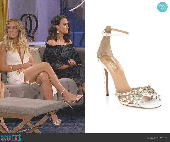 Aquazzura Bon Bon Leather Sandals worn by Teddi Mellencamp Arroyave on The Real Housewives of Beverly Hills