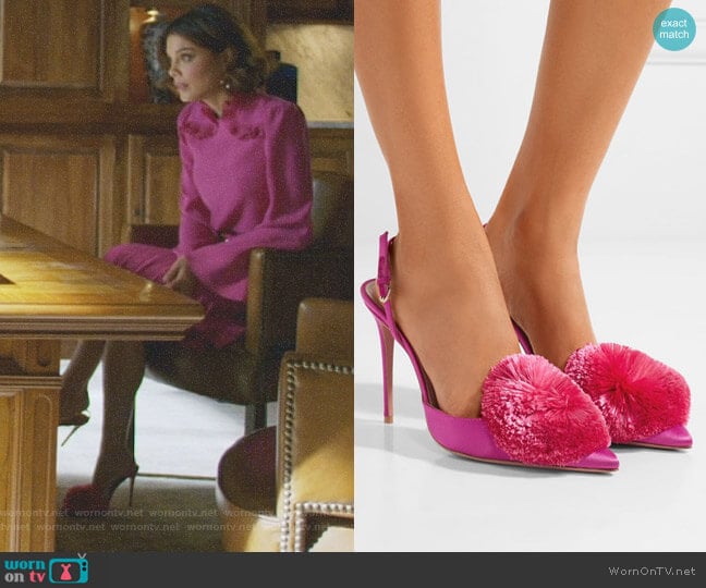 Aquazzura Powder Puff Pumps worn by Cristal Flores (Nathalie Kelley) on Dynasty