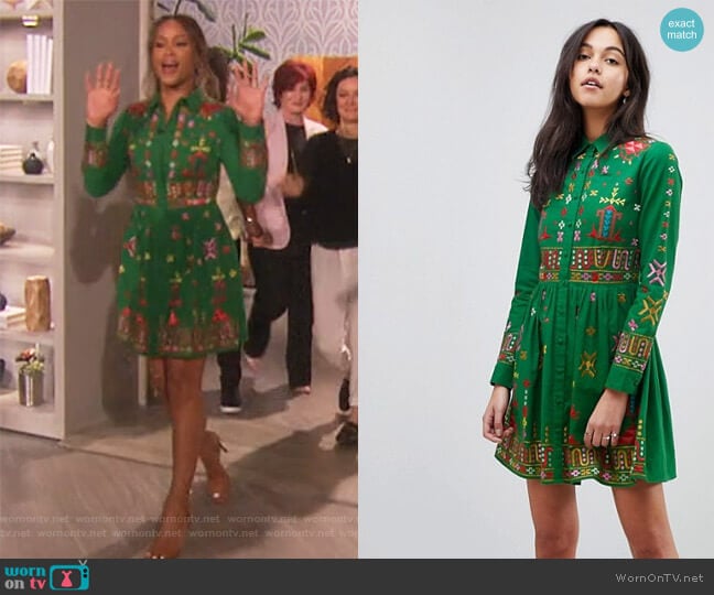 ASOS Geo-Tribal Mini Embroidered Skater Shirt Dress worn by Eve on The Talk