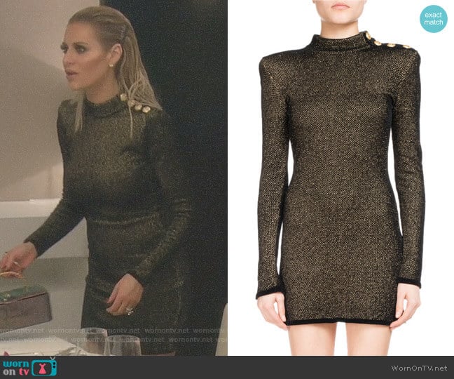 Balmain Metallic Mock-Neck Long-Sleeve Dress worn by Dorit Kemsley on The Real Housewives of Beverly Hills