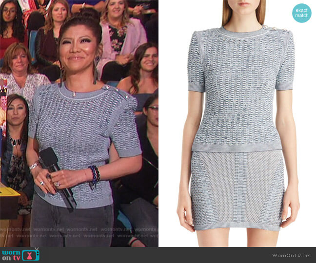 Balmain Tweed Effect Knit Sweater worn by Julie Chen on The Talk