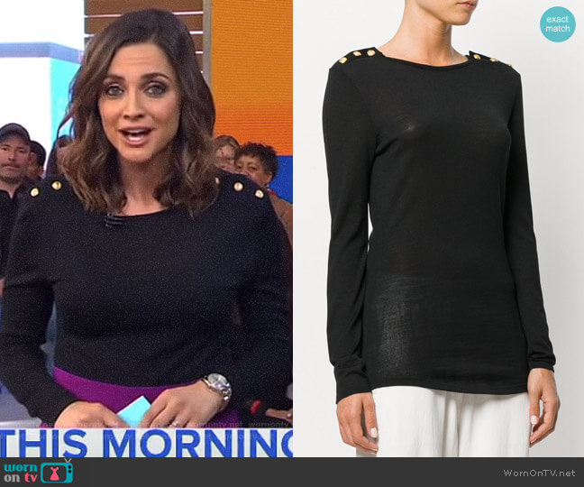 Balmain Button-Embellished Sweater worn by Paula Faris on Good Morning America