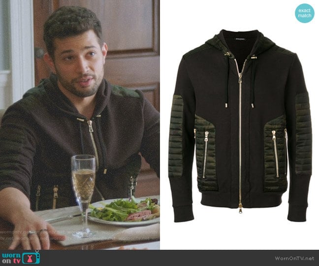 Balmain Camouflage Sipped Jacket worn by Sam Flores (Rafael de la Fuente) on Dynasty