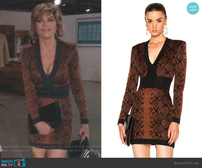Balmain Snake Print Mini Dress worn by Lisa Rinna on The Real Housewives of Beverly Hills