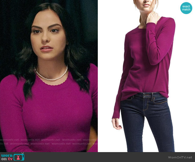 Banana Republic Merino Scallop Crew Sweater worn by Veronica Lodge (Camila Mendes) on Riverdale