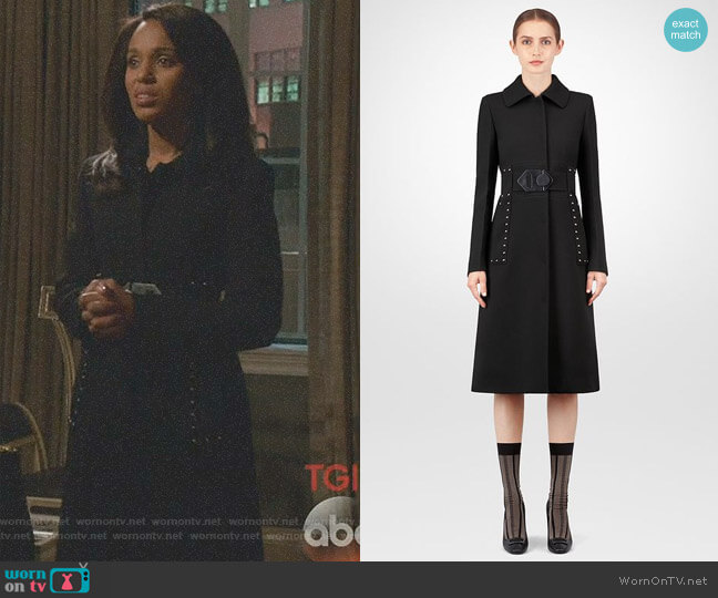 Bottega Veneta Nero Wool Coat worn by Olivia Pope (Kerry Washington) on Scandal