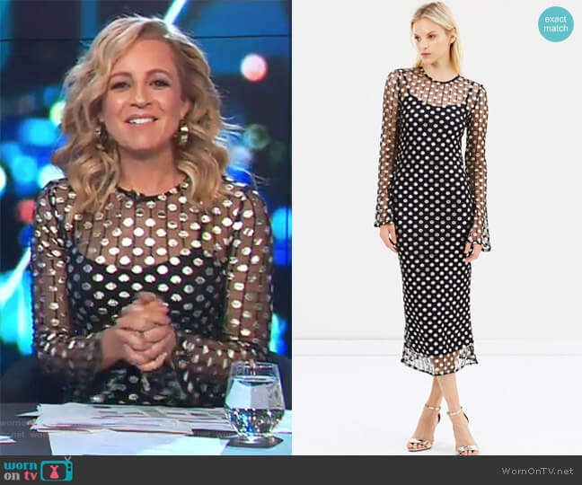 By Johnny. Metal Mesh Midi Dress worn by Carrie Bickmore on The Project