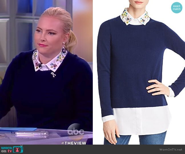 C by Bloomingdales Layered-Look Embellished Sweater worn by Meghan McCain on The View