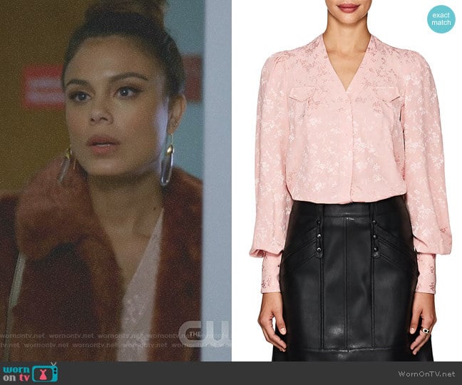 Maison Mayle Charlotte Floral Silk Jacquard Blouse worn by Cristal Flores (Nathalie Kelley) on Dynasty