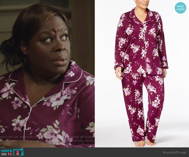 Charter Club Plus Size Floral-Print Cotton Pajama Set worn by Ruby Hill (Retta) on Good Girls