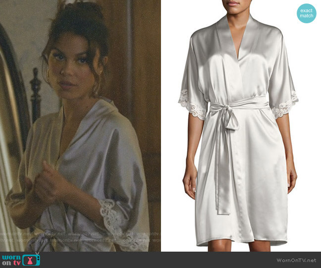 Christine Designs Bijoux Short Silk Robe worn by Cristal Flores (Nathalie Kelley) on Dynasty