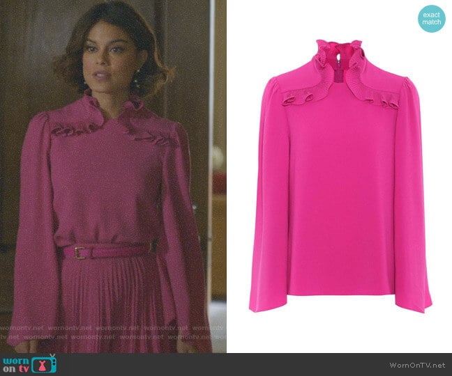 Co Crepe Blouse worn by Cristal Flores (Nathalie Kelley) on Dynasty