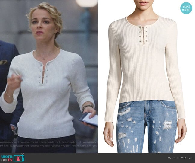 Derek Lam 10 Crosby Barbell Rib-Knit Wool Pullover worn by Lizzie Needham (Bojana Novakovic) on Instinct
