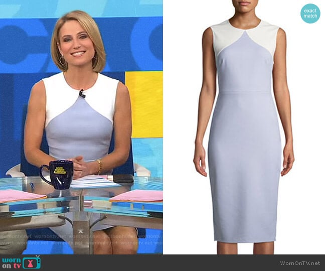 Diane von Furstenberg Colorblock Midi Sheath Dress worn by Amy Robach on Good Morning America