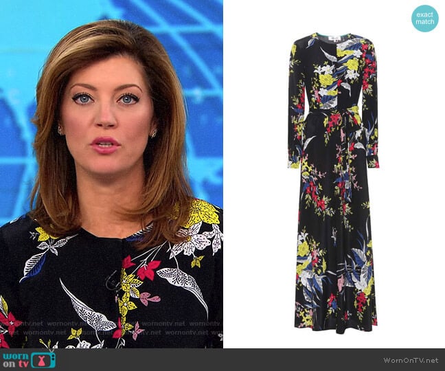 Diane von Furstenberg Printed Silk Maxi Dress worn by Norah O'Donnell on CBS Mornings