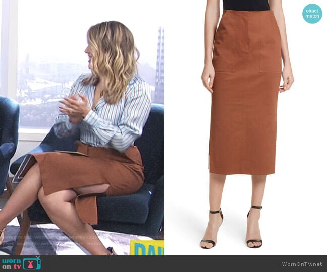 Diane von Furstenberg Midi Twill Pencil Skirt worn by Carissa Loethen Culiner on E! News