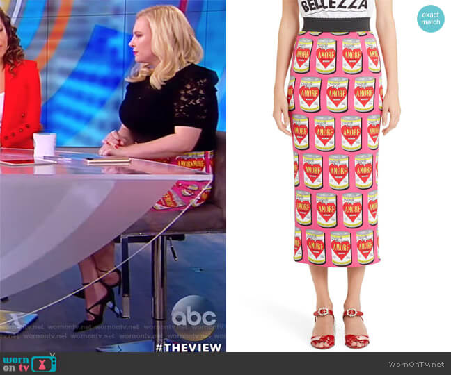 Dolce & Gabbana Amore Can-Print Pencil Skirt worn by Meghan McCain on The View