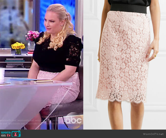 Dolce & Gabbana Corded cotton-blend lace midi skirt worn by Meghan McCain on The View
