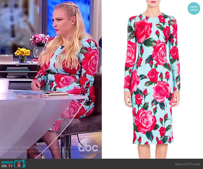 Dolce & Gabbana Rose-Print Sheath Dress worn by Meghan McCain on The View