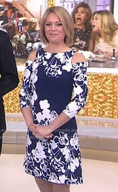 Dylan’s navy cold-shoulder floral dress on Today