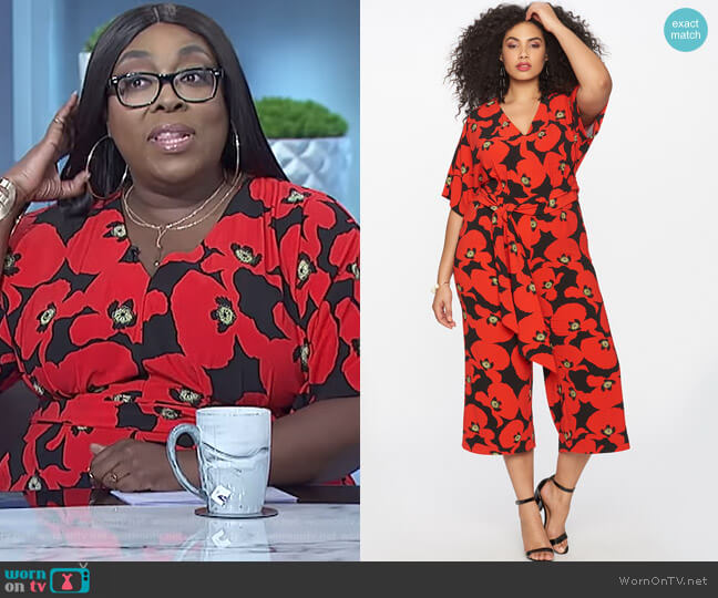 Eloquii Wide Leg Printed Jumpsuit worn by Loni Love on The Real