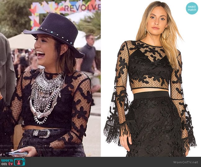 Endless Rose Floral Lace Crop Top worn by Erin Lim on E! News