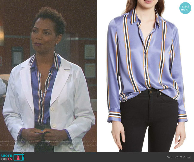Equipment Essential Print Silk Shirt worn by Valerie Grant (Vanessa Williams) on Days of our Lives