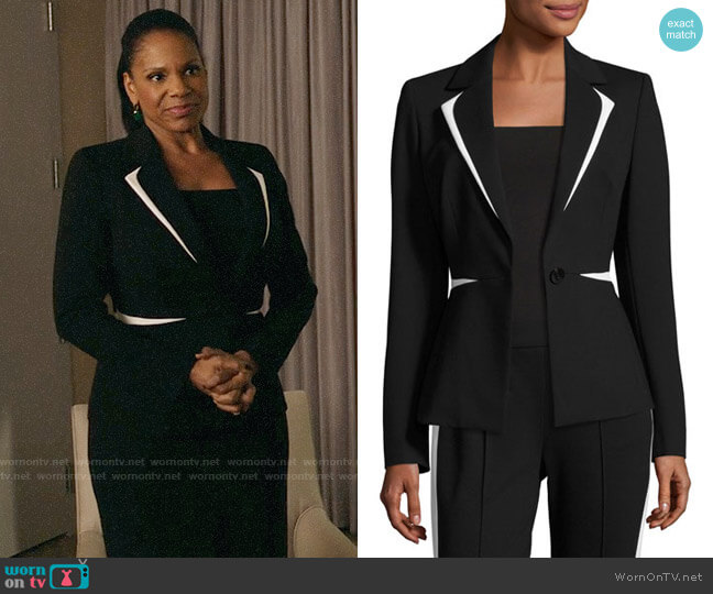 Escada Contrast-Trim One-Button Blazer worn by Liz Reddick-Lawrence (Audra McDonald) on The Good Fight