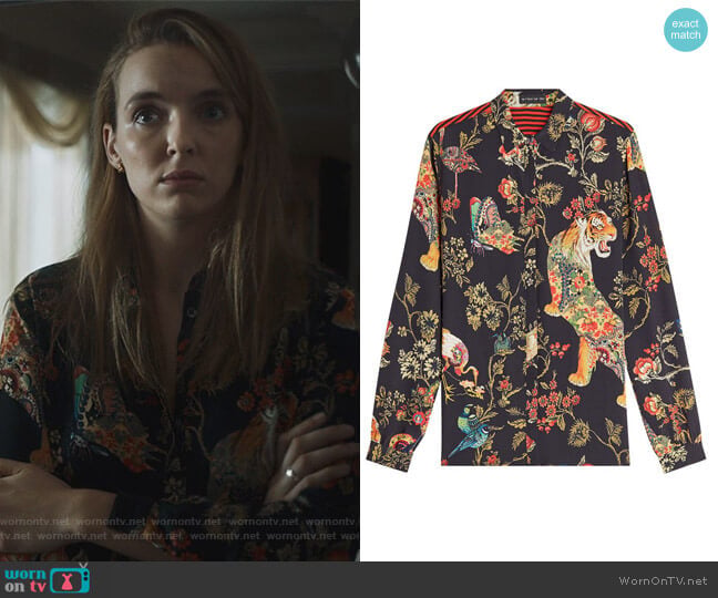 Etro Printed Silk Blouse worn by Villanelle (Jodie Comer) on Killing Eve
