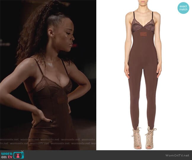 Fenty by Rihanna Lace-trimmed jumpsuit worn by Tiana Brown (Serayah McNeill) on Empire