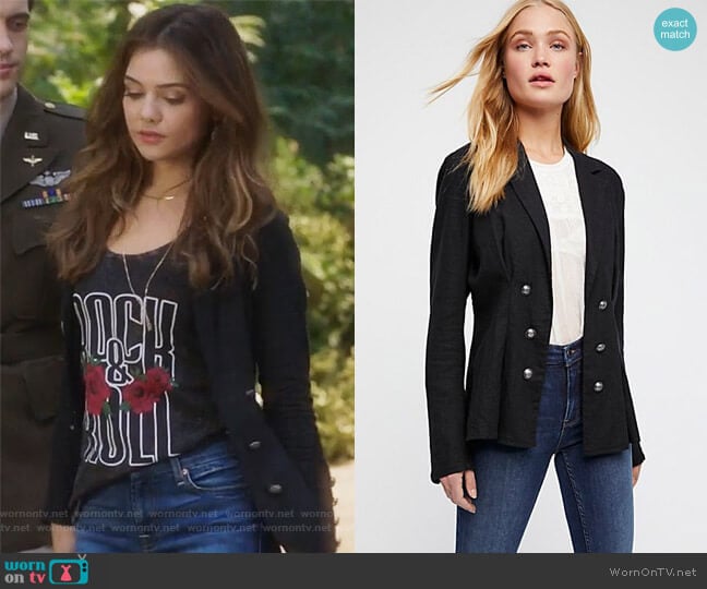 Free People Cinched Waist Linen Blazer worn by Harper Tate (Danielle Campbell) on Famous in Love