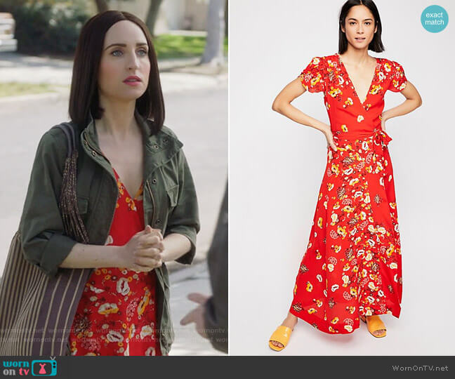 Free People Gorgeous Jess Wrap Dress worn by Jennifer Short (Zoe Lister-Jones) on Life in Pieces