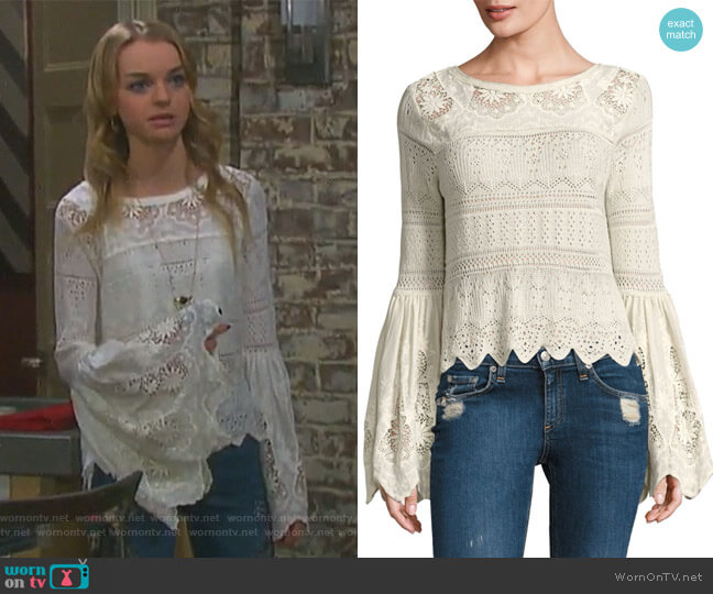 Free People Once Upon A Time Bell Sleeve Top worn by Claire Brady (Olivia Keegan) on Days of our Lives