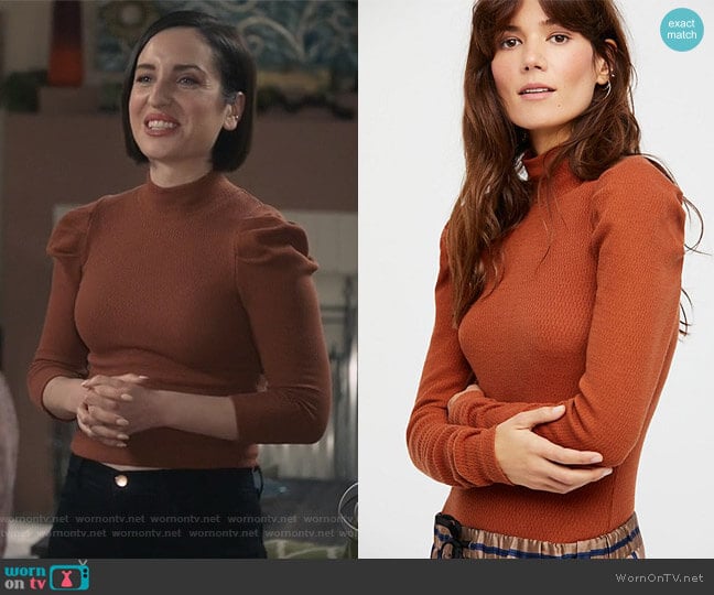 Free People Tattooed Heart Top worn by Jennifer Short (Zoe Lister-Jones) on Life in Pieces