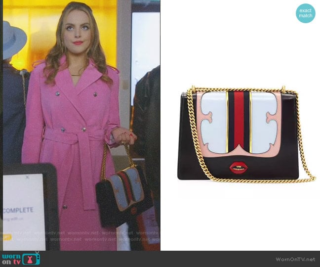 Gucci GG Marmont Medium Web Heart Shoulder Bag worn by Fallon Carrington (Elizabeth Gillies) on Dynasty