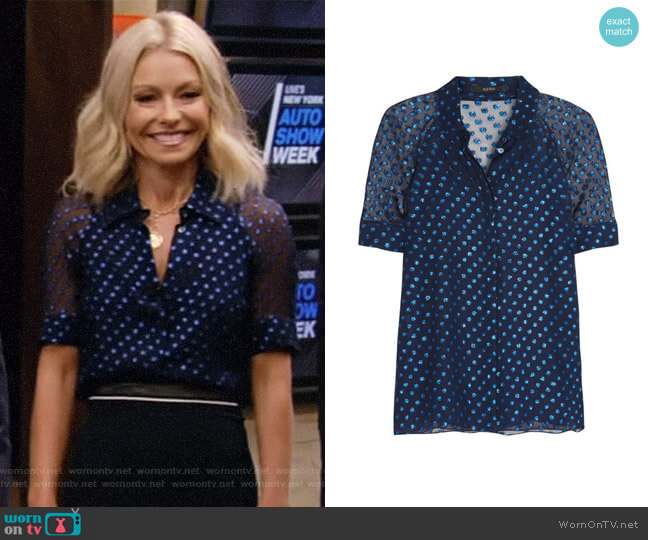 Gucci Polka-Dot Chiffon Blouse worn by Kelly Ripa on Live with Kelly and Mark