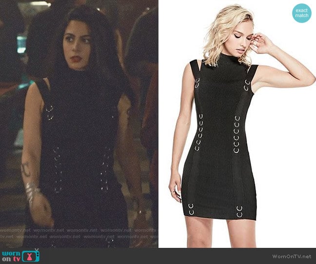 Guess Carrie Mockneck Sweater Dress worn by Isabelle Lightwood (Emeraude Toubia ) on Shadowhunters