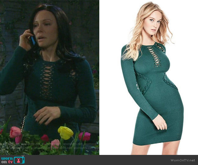 Guess Cary Lace-up Sweater Dress worn by Abigail Deveraux (Kate Mansi) on Days of our Lives