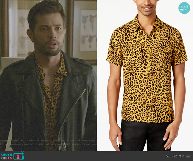 Guess Leopard-Print Shirt worn by Sam Flores (Rafael de la Fuente) on Dynasty