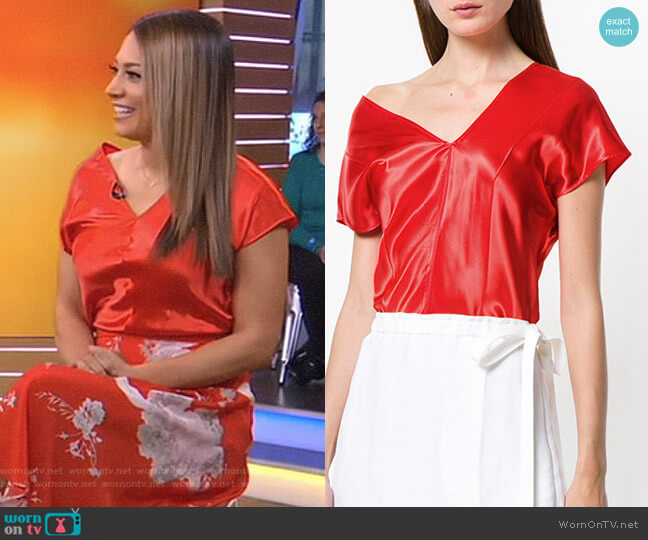 Helmut Lang Dropped Shoulder T-Shirt worn by Ginger Zee on Good Morning America