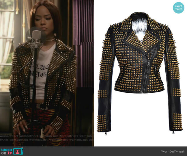 Hysideis Angelina Gold Jacket worn by Tiana Brown (Serayah McNeill) on Empire