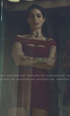 Isabelle’s red cutout bodycon dress on Shadowhunters