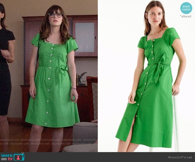 J.Crew Short-sleeve Shirtdress worn by Jessica Day (Zooey Deschanel) on New Girl